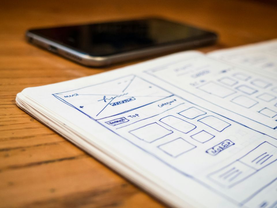 Wireframe sketches for an app interface