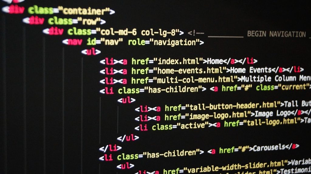 HTML code on a screen